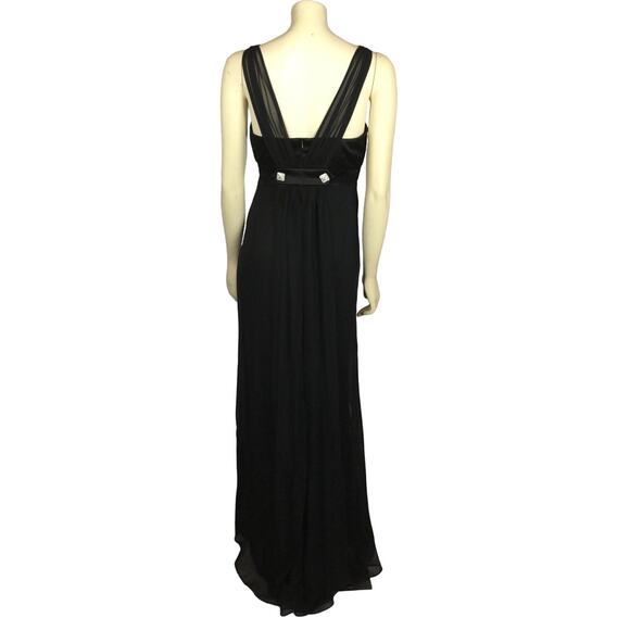 Dessy Collection lux chiffon black dress, V-neck on the front & back size 6 - Picture 3 of 12
